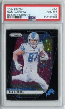 2024 Panini Prizm Sam LaPorta Black Stars Prizm #'D 1/1 #96 PSA 10 DETROIT LIONS