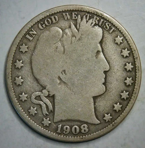 1908-O__Barber Half Dollar__WITH RIMS__Silver Coin