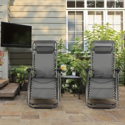 VILOBOS Set of 2 Zero Gravity Chair Folding Patio Recliners Lounge Outdoor Deck