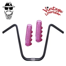 Original Lowrider 13" 22.2 D Handlebar Black 120mm Grips Sparkle/Pink