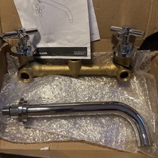 Bathroom Wall Mounted Bath Mixer Tap chrome finish brass body 2 valve and spout