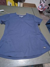 Grey's Anatomy By Barco Navy V-Neck Scrub Top with Front Pockets EUC Size M