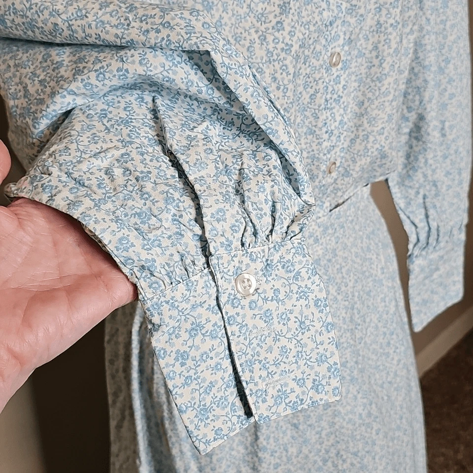 Vintage Frontier Classics Blue White Floral Maxi Skirt Set Medium Prairie - Image 4 of 4