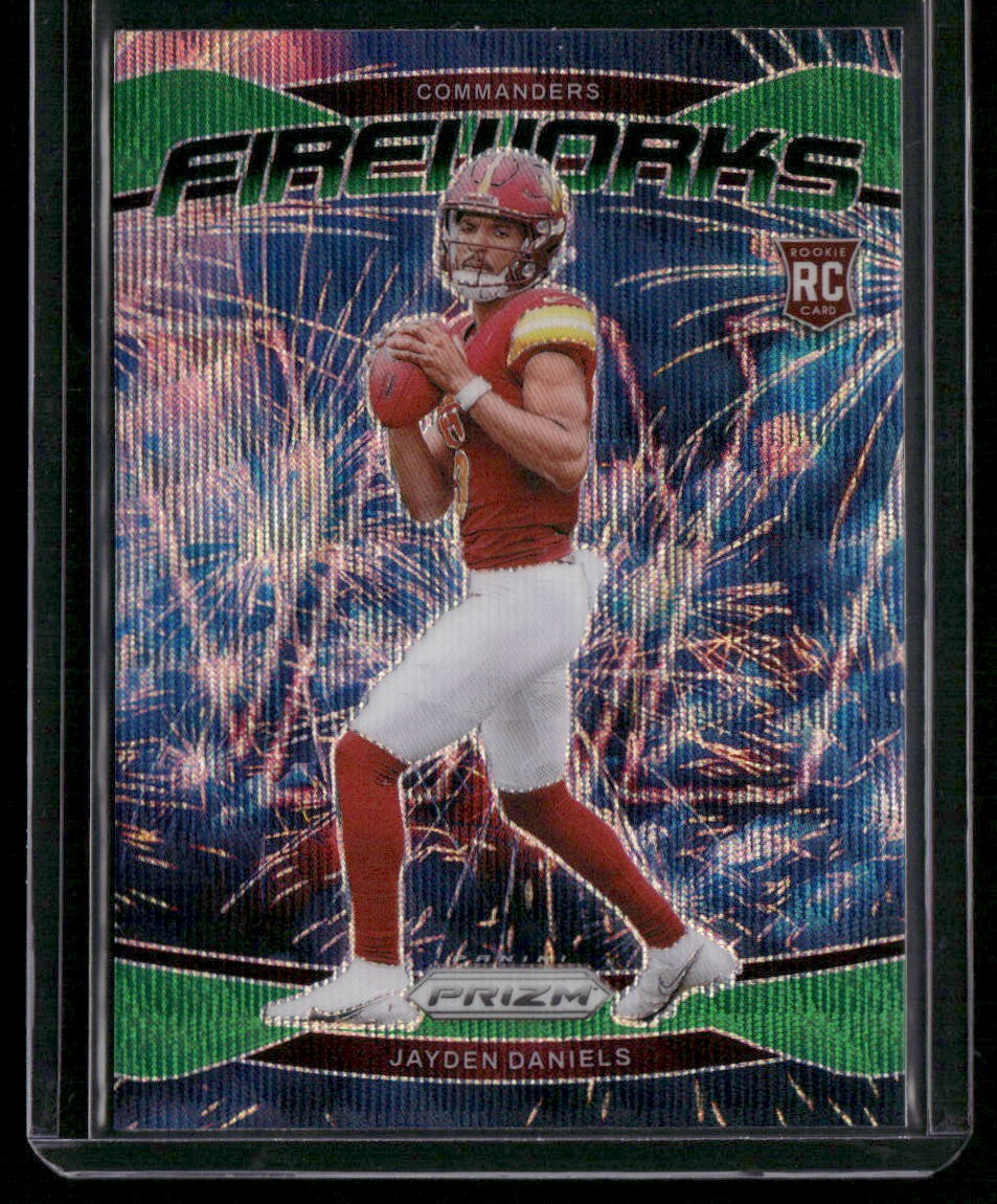 2024 Panini Prizm #24 Jayden Daniels Fireworks Green Wave Prizm