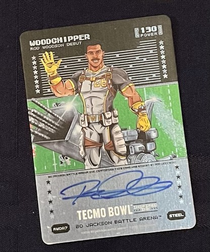 Bo Jackson Battle Arena Tecmo Bowl Woodchipper On Card Autograph - Steel 130pwr