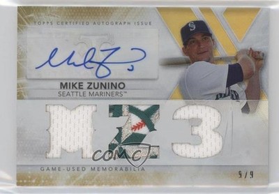 2015 Topps Triple Threads Relics Gold 9/9 Mike Zunino #TTAR-MZ4 Auto ht1