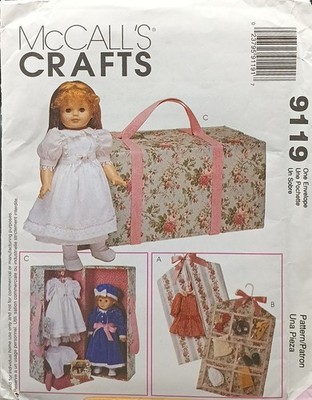UNCUT McCalls Crafts 9119 Pattern For 18'' Doll Carry Case & Accessories Includes