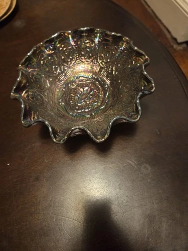 Vintage Fenton Purple Amethyst Iridescent Carnival Glass Bowl Persian Medallion