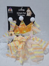 Instant Pet Dog Princess Costume Small 10-13 inch Halloween Orange Skirt Crown