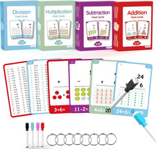220Cards, 424Pictures Educational Math Flash Cards, Addition Subtraction Multipl