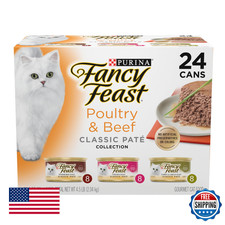 Fancy Feast Poultry & Beef Classic Pate Grain Free Wet Cat Food 24x3oz Cans