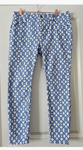 Vineyard Vines Jeans Womens 12 Blue Lattice Design Ikat Print Skinny Denim