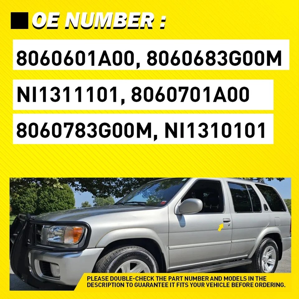 Manija de puerta cromada delantera izquierda+derecha 2-20X exterior para camioneta Nissan XE 1995-1997 Foto 3 de 4
