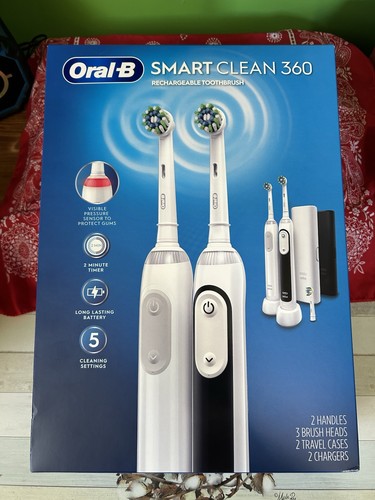 Oral-B Smart Clean 360 Rechargeable Toothbrush 2-Pack Black/White ...
