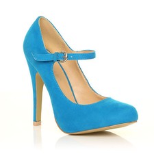 Womens Mary Jane Strap Court Shoes High Heel Pumps Patent Suede Ladies