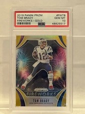 TOM BRADY FIREWORKS 2019 GOLD PSA GEM MINT 10 LOW POP LAST YEAR WITH PATS.