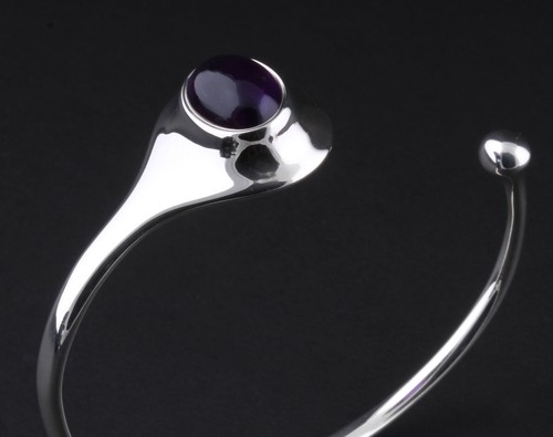 Georg Jensen Sterling Bangle w. Amethyst # 269. Silver. Archive. Vivianna Torun - 第 2/6 張圖片
