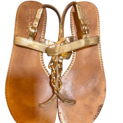 Lilly Pulitzer Gold Chain Thong Sandals Metallic Strappy Size 8M preloved - Picture 11 of 14