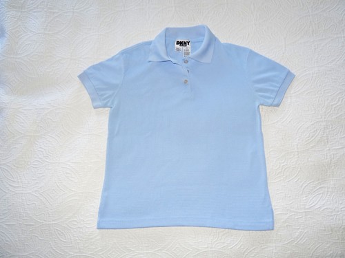 DKNY Jeans Vintage Blue Polo Shirt - Small - 1990s Donna Karan Top Short Sleeve