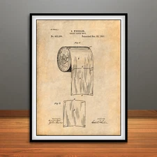 1891 Toilet Paper Roll Patent Print Art Drawing Poster