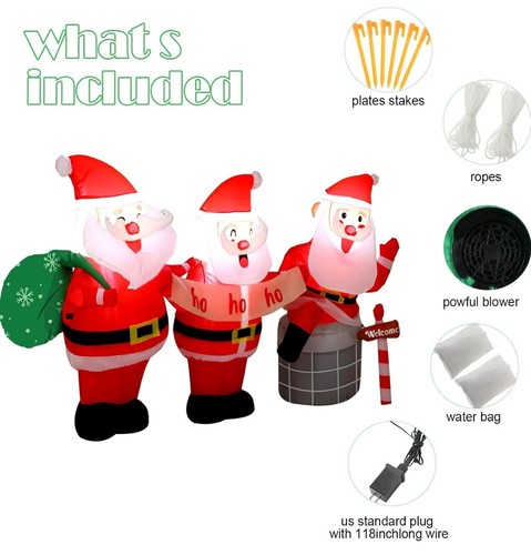 7 ft Long Merry Christmas Inflatables Lighted Santa Claus Christmas Outdoor - Foto 7 di 7