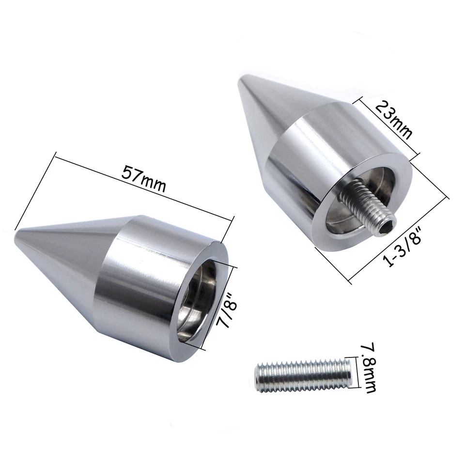Spike Bar Ends For 95-12 Kawasaki Ninja ZX6R / 94-03 ZX900 / 06-07 ZX10R Chrome - Image 2 of 4