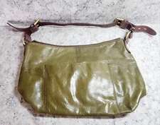 Hobo International Olive Green Leather Bag Purse 1970's Style 9x11