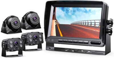 eRapta Wired Backup Camera 7'' Monitor Waterproof Reverse And Side View Y0202