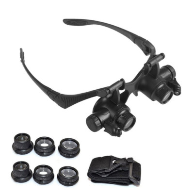 10X 15X 20X25X LED Double Eye Jeweler Repair Watch Magnifier Loupe Lens Dropship
