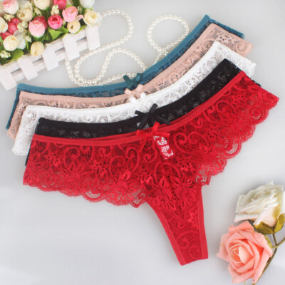 6 Packs Lot Womens Sexy Lace Panties Thongs G-String Briefs Lingeries Underwear