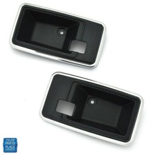 77-81 GM F Body Standard Door Handle Escutcheon Thick Chrome Edge Dark Blue PR