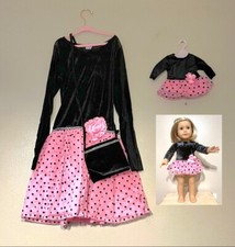Girl 18"Doll matching outfit : Pink Black - Doll is NOT included