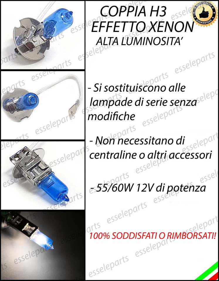 COPPIA LAMPADE H3 BLUE EFFETTO XENON LED ALFA GIULIETTA MY2014 FENDINEBBIA 55W - Immagine 2 di 4