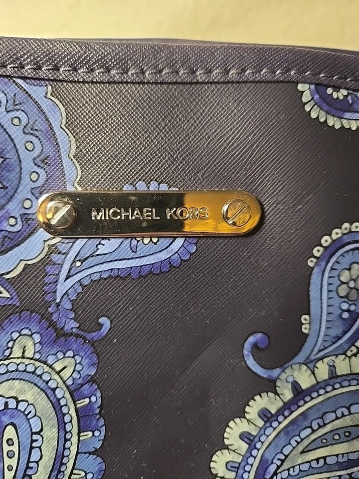 Michael Kors Emry Admiral Blue Paisley Saffiano Leather Large Tote Purse Bag NWT - Image 4 of 4