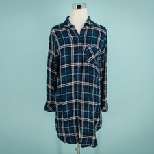 Rails Size Small S Bianca Spruce Blue White Plaid Print Collared Button Dress