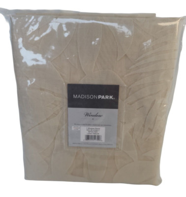Madison Park Leilani Natural Palm Leaf Burnout Window Panel Sheer 50 in. X 63 in