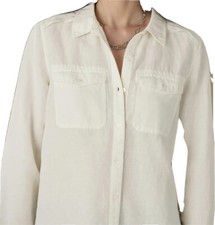 NWT Sundance Catalog White Button Down “Favorite Linen Shirt” Size PXL $128