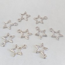 LOT de 60 PENDENTIFS perles breloques ETOILES ARGENTEES 14,5 x 12mm fimo bijoux