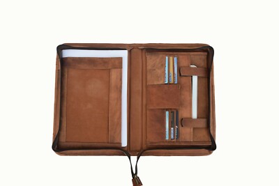Real Leather Portfolio Padfolio Business Executive Organizer A4 Case Folder File