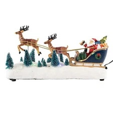 FG Square Christmas House Decoration-Santa in Sleigh with Reindeer