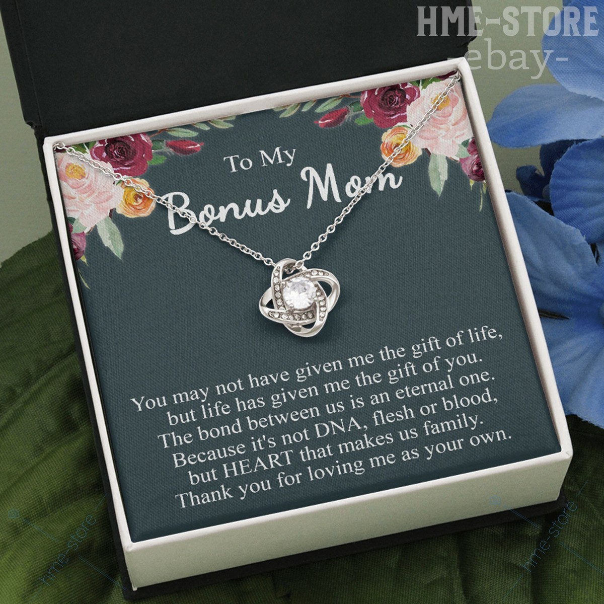 To My Bonus Mom Necklace Love Knot Pendant Thank You Step Mom