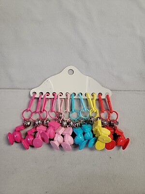 Vintage 80 s Plastic Toilet Bell Charms - 12 Charms On Holder