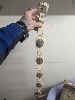 VTG Women's Belt - White Leather - Steerhide Strips Western Wear