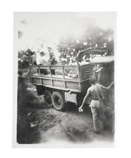 WW2 Era Photo U.S. GIs On Truck Leaving For RR Station