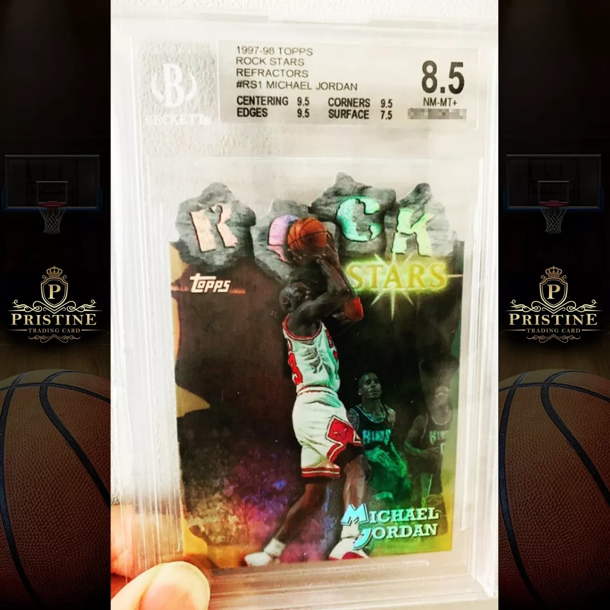 🔥 MICHAEL JORDAN 1997-98 Topps Rock Stars Refractors #RS1 BGS 8.5 🔥