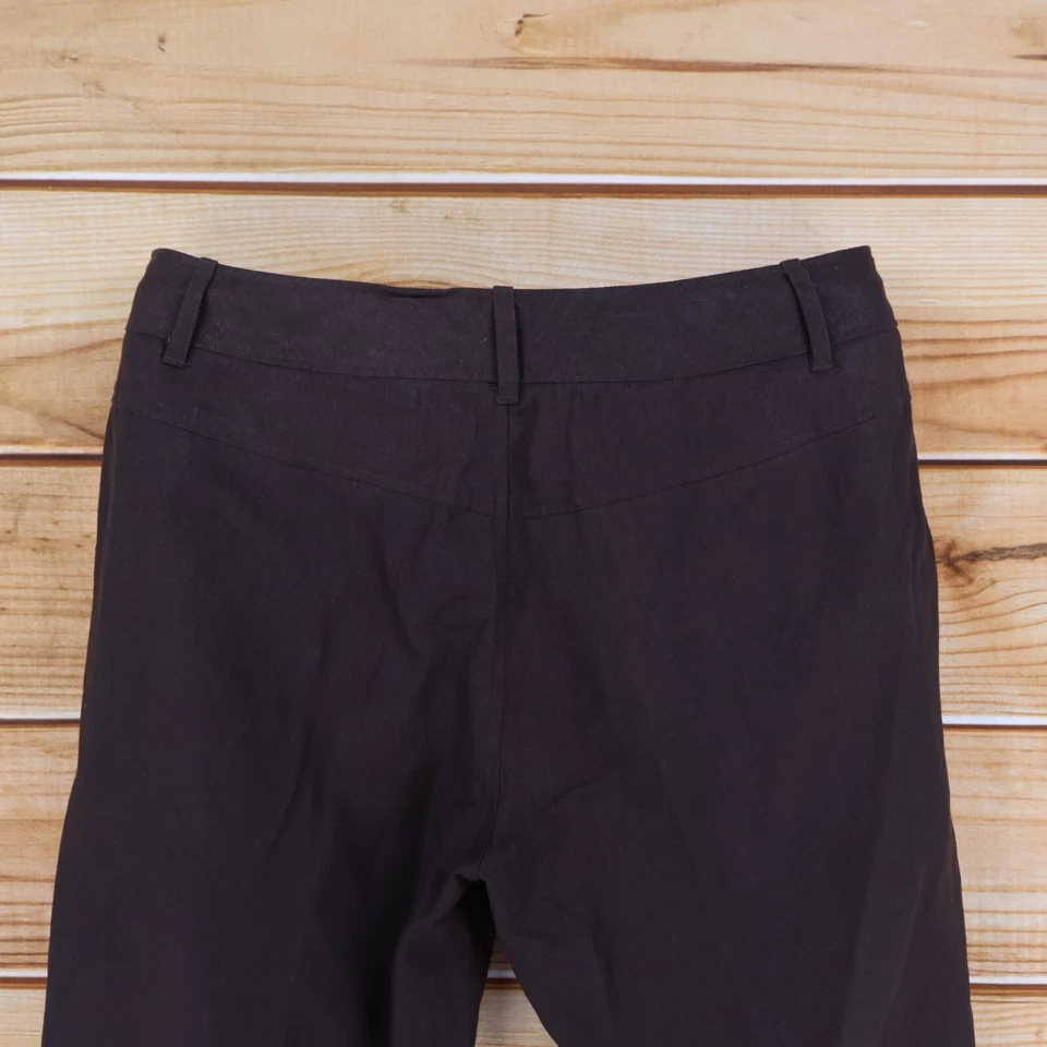 Versailles Capri Pants Womens 14 Dark Brown Linen Blend Cuffed Leg Pockets NEW - Image 3 of 4