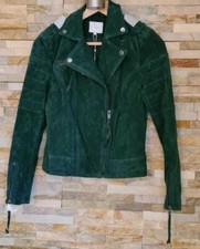 Vila Real Suede Dark Bottle Green Biker Jacket - New Rrp £110 Size Xs Uk 6 8
