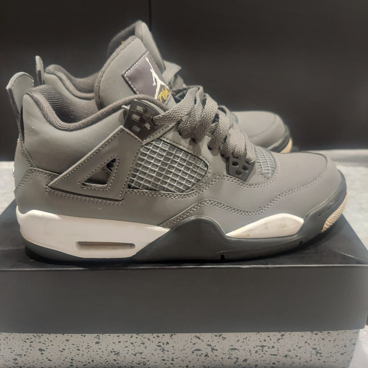 Air Jordan Cool Gray Retro 4 2019 GS Size 7y 408452-007 Chrome