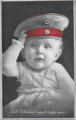 German patriotic toddler with cap ''Dear Fatherland, May You Rest In Peace'' 1916