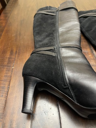 Ralph Lauren Ebony Black Almond leather and suede tall shaft boot. Gentle worn. - Picture 24 of 24
